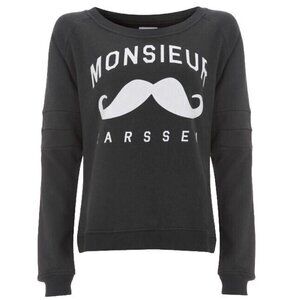 Zoe Karssen Women’s Medium Black Pullover Sweatshirt  Cozy French Graphic Shirt